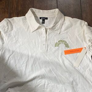 Aqua Athletic Cream Polo Crop Top